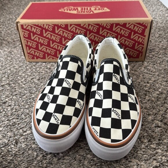 VANS Stacked Checkerboard Slip On Canvas Shoes - Picture 2 of 5